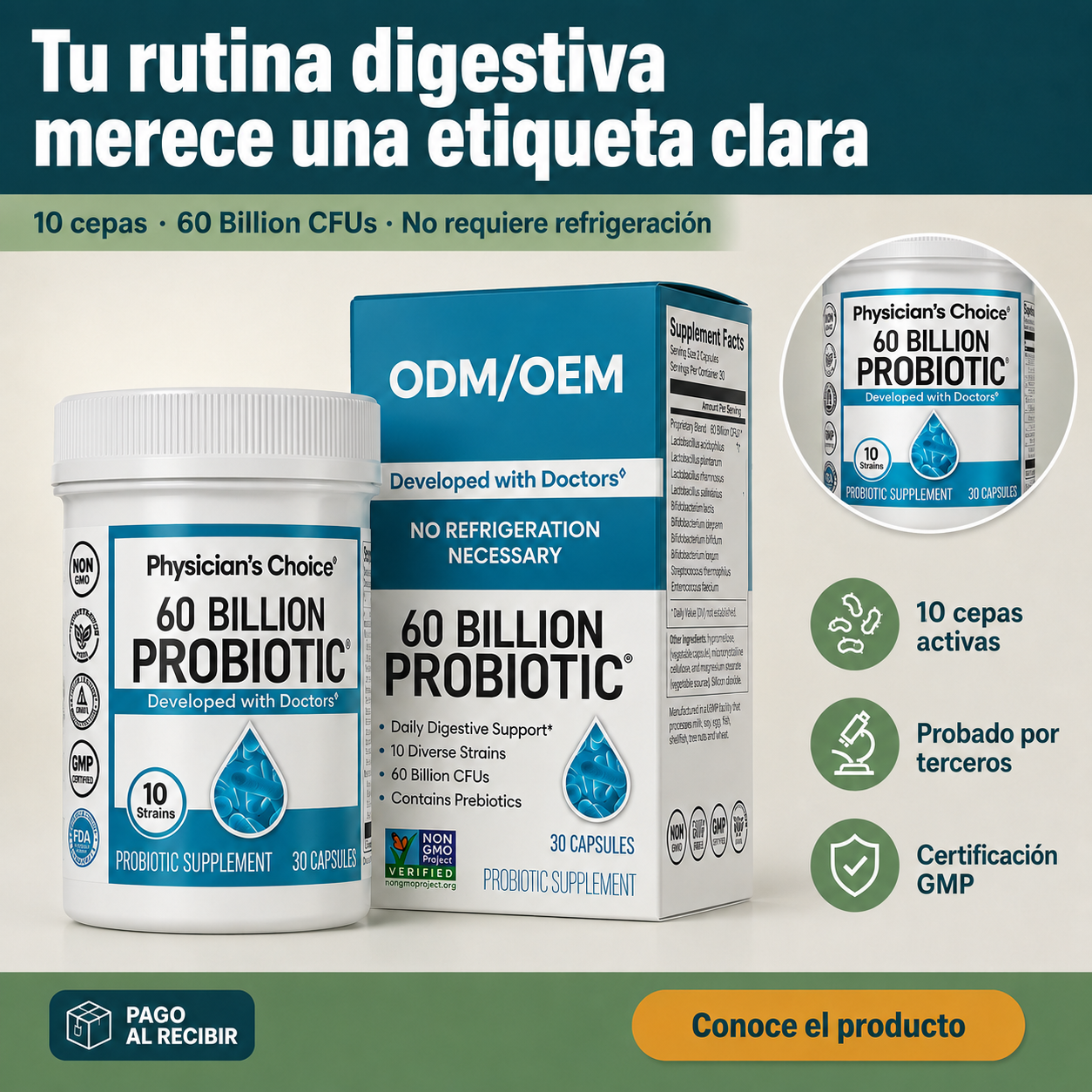 60 Billions Probiotics - Apoyo digestivo